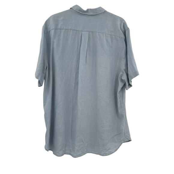 VINCE Short Sleeve Slim Fit Linen Sport Shirt In‎ Feather Blue Size XL - Picture 6 of 11